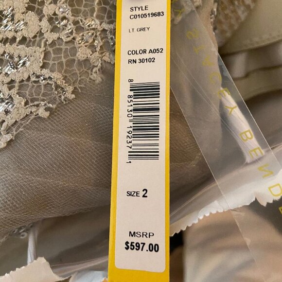 NWT Alice + Olivia Dress Silver Champagne Sequin Mesh Cocktail Sleeveless Size 2 - Picture 4 of 11